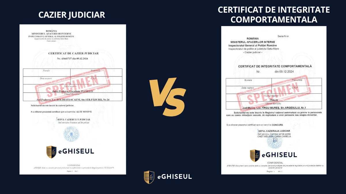 Cazier Judiciar vs Certificat de Integritate Comportamentală