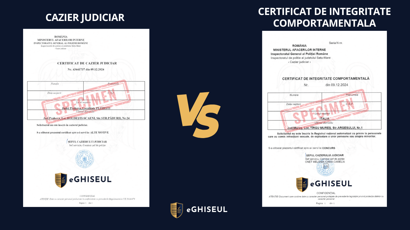cazier judiciar vs certificat de integritate comportamentala eghiseul